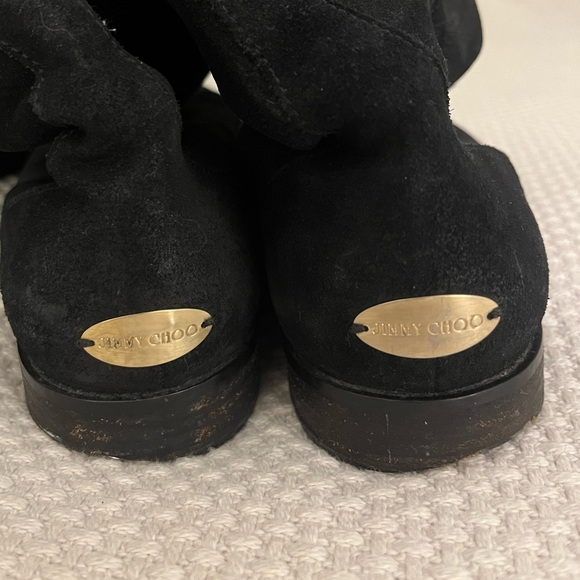 Jimmy Choo Tall Black Suede Fur Lined Riding Boots - 7.5 (38) - Picture 4 of 5